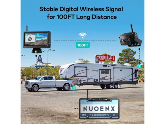 Wireless Backup Camera System with Split-Screen 5-Inch Monitor — Backup Camera, WESTWAY