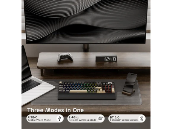 Wireless Mechanical Keyboard with Wrist Rest, 90%, Limited Ed — Bluetooth Keyboard, RK ROYAL KLUDGE