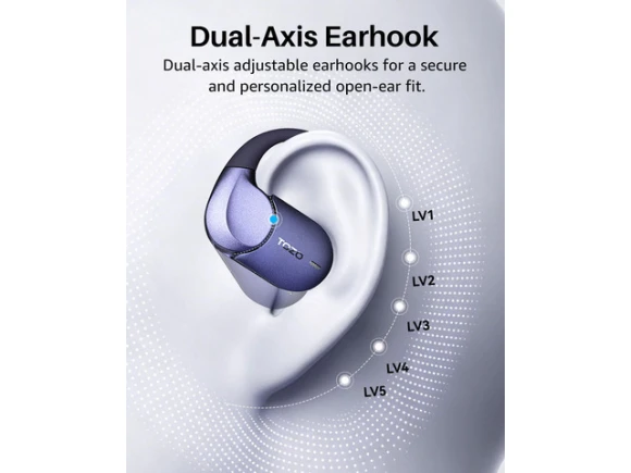 Blue Open-Ear Earbuds with LCD Digital Screen — Wireless Earbuds, Generic Logic, Inc.