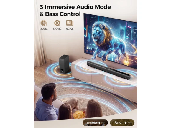Soundbar Speaker System with Subwoofer and 2 Wireless Karaoke Microphones — Sound Bar, Generic Logic, Inc.