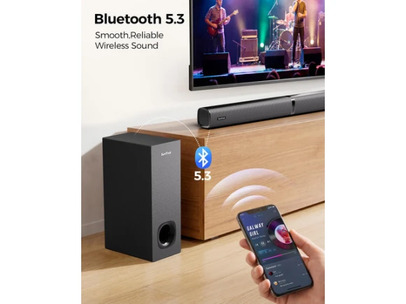 Soundbar Speaker System with Subwoofer and 2 Wireless Karaoke Microphones — Sound Bar, Generic Logic, Inc.