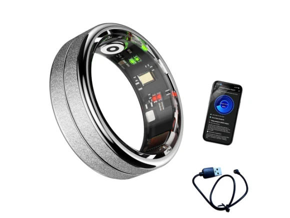 Smart Ring Fitness Tracker, Silver, Size 8# — Smart Ring, Generic Logic, Inc.