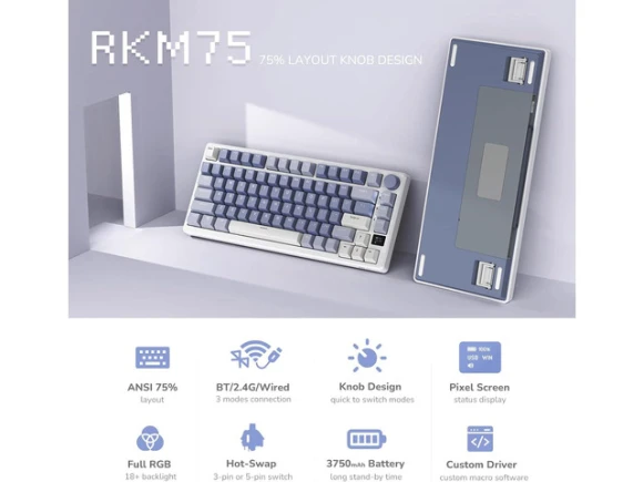 75% Mechanical Keyboard — Bluetooth Keyboard, RK ROYAL KLUDGE