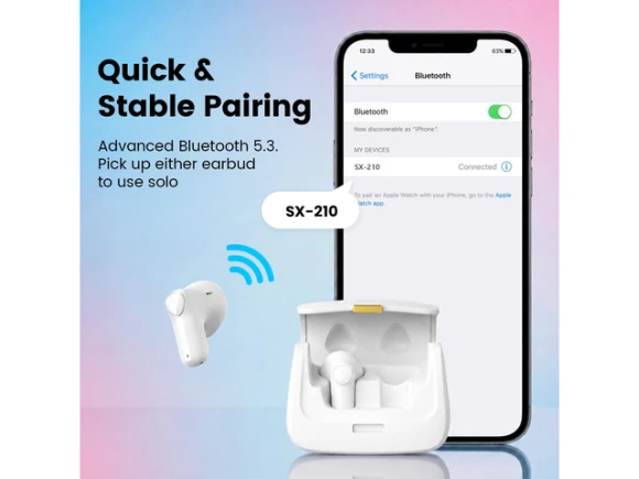 Wireless Earbuds, Pearl White, with Mini Handbag Case and DIY Stickers — Wireless Earbuds, Generic Logic, Inc.
