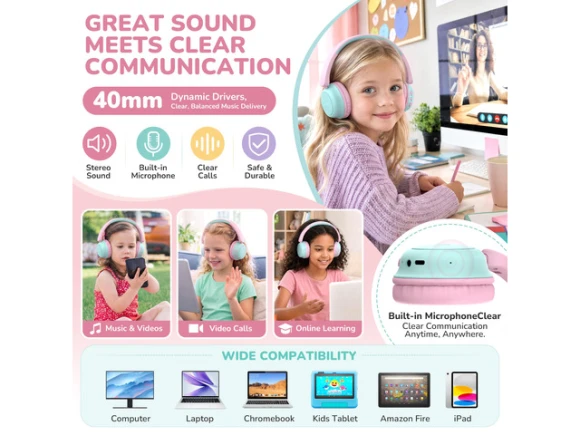 Pink Bluetooth Headphones — Wireless Earbuds, Generic Logic, Inc.