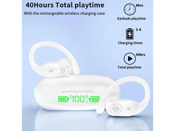 Wireless Earbuds with Ear Hooks and LED Display — Wireless Earbuds, Generic Logic, Inc.