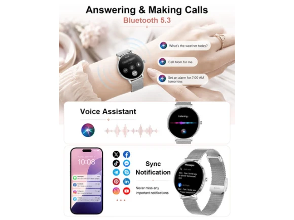 Smartwatch, Silver, with 4 straps — Smart Watch, Generic Logic, Inc.