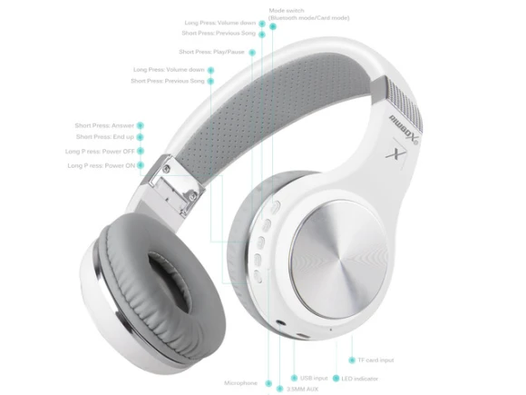 Folding Over-Ear Headphones, Silver White — Wireless Earbuds, Generic Logic, Inc.