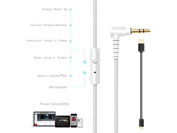 Folding Over-Ear Headphones, Silver White — Wireless Earbuds, Generic Logic, Inc.