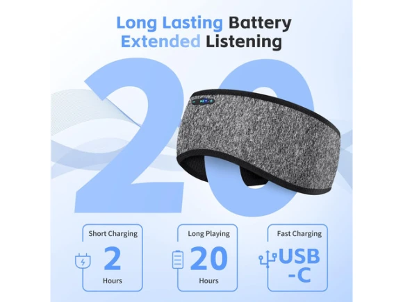 Bluetooth Sleep Headphones Headband, Gray & Gray — Wireless Earbuds, Generic Logic, Inc.