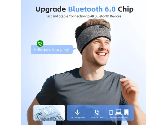 Bluetooth Sleep Headphones Headband, Gray & Gray — Wireless Earbuds, Generic Logic, Inc.