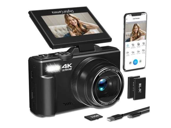 Digital Camera, Black, with 32GB TF Card and 2 Batteries — Digital Cameras & Camcorders, Generic Logic, Inc.