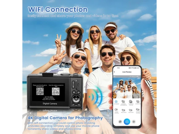 Digital Camera, Black, with 32GB TF Card and 2 Batteries — Digital Cameras & Camcorders, Generic Logic, Inc.