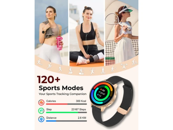 40mm Smart Watch, Black Gold, with 4 Bands and Necklace Gift Set — Smart Watch, Generic Logic, Inc.