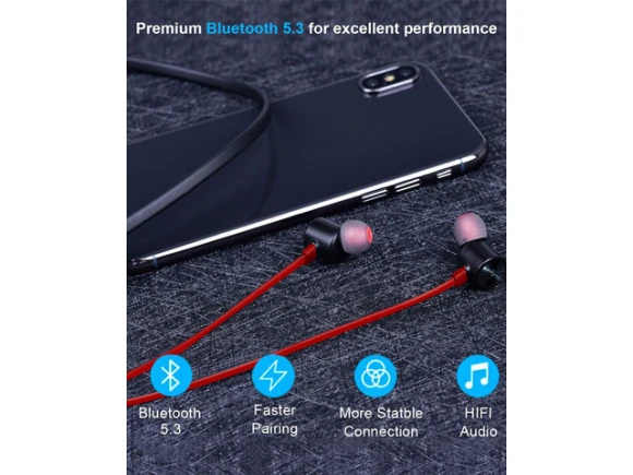 Bluetooth Earbuds, Red with Red — Wireless Earbuds, Generic Logic, Inc.
