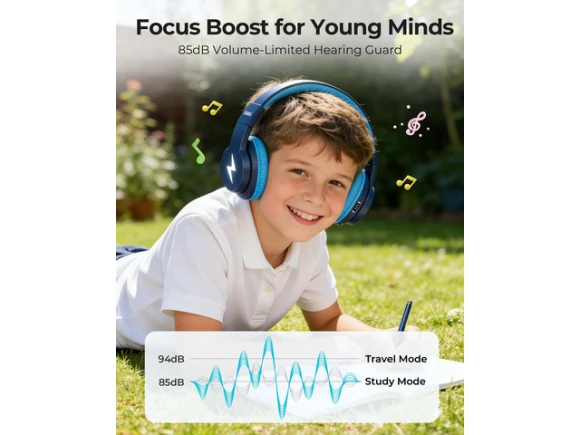 Dark Blue Kids Bluetooth Headphones — Wireless Earbuds, Generic Logic, Inc.