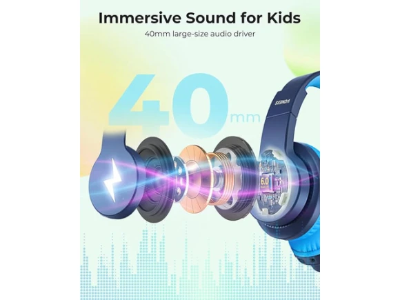 Dark Blue Kids Bluetooth Headphones — Wireless Earbuds, Generic Logic, Inc.