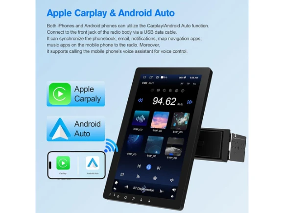 10.1-inch Rotatable Touchscreen Car Stereo — Car Infotainment System, ilepo
