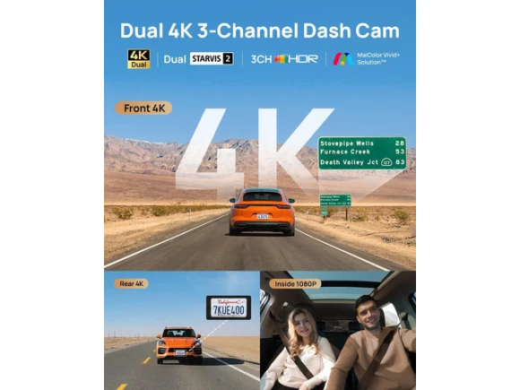 3-Channel Dash Camera with 512GB Card — Dash Cam, 70mai