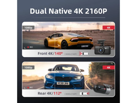 4K+4K Dash Camera with 64GB SD Card — Dash Cam, Miofive