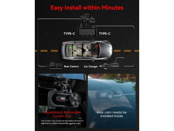 4K+4K Front and Rear Dash Camera — Dash Cam, IIWEY