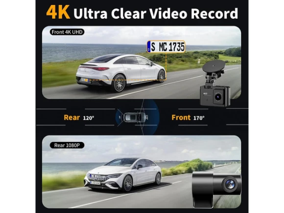 4K Dual-Channel Front and Rear Dash Camera — Dash Cam, ilepo