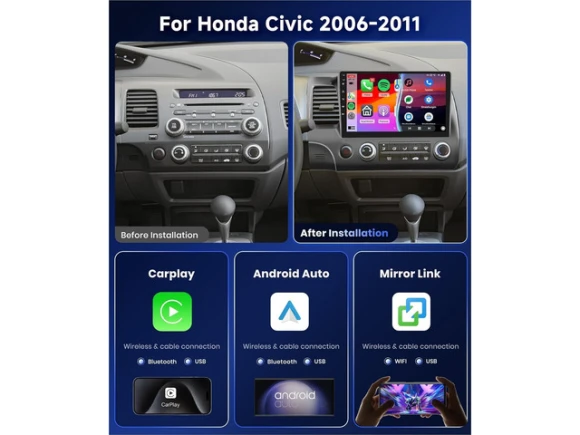 Car Stereo Radio for Honda Civic 2006–2011, 4G+64G — Car Infotainment System, Podofo