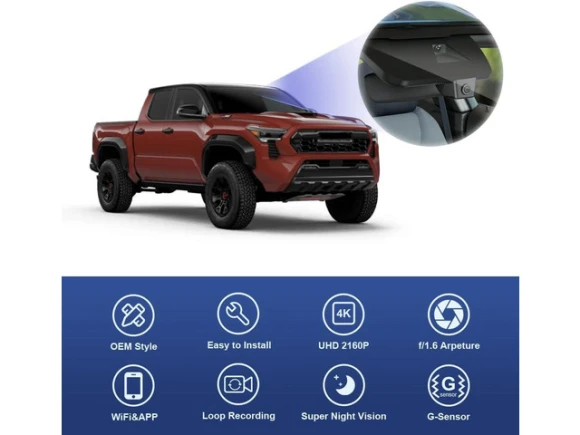 Dash Cam for Toyota Tacoma & Hybrid, 2024–2026, with 64GB card — Dash Cam, Fitcamx