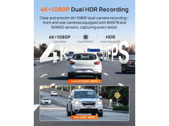 Dual Dash Cam with 4K Resolution — Dash Cam, 70mai