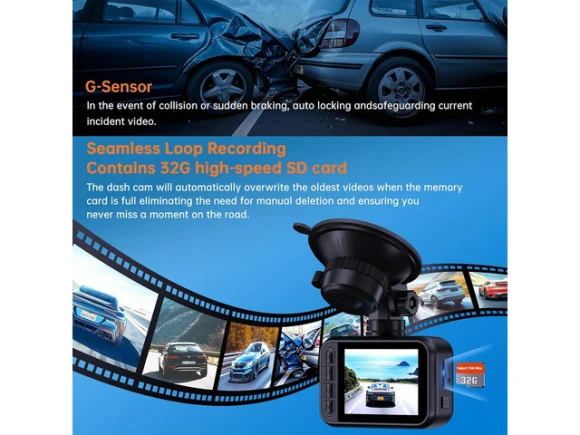 Dual Front-and-Rear Dash Camera with 32GB Card — Dash Cam, ilepo