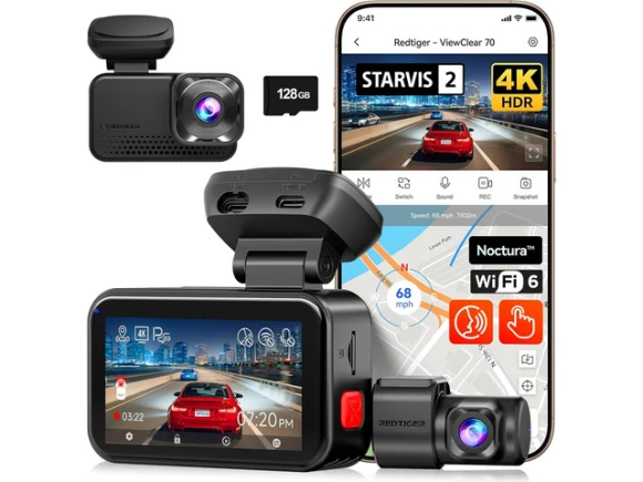 Front and Rear Dash Camera with Dual HDR — Dash Cam, REDTIGER