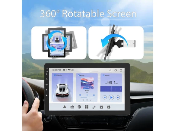 Rotatable Touchscreen Single-DIN Car Stereo, 10.1 inch — Car Infotainment System, ilepo