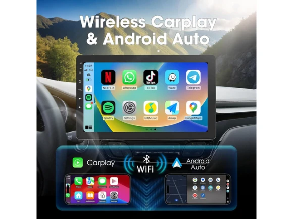 Rotatable Touchscreen Single-DIN Car Stereo, 10.1 inch — Car Infotainment System, ilepo