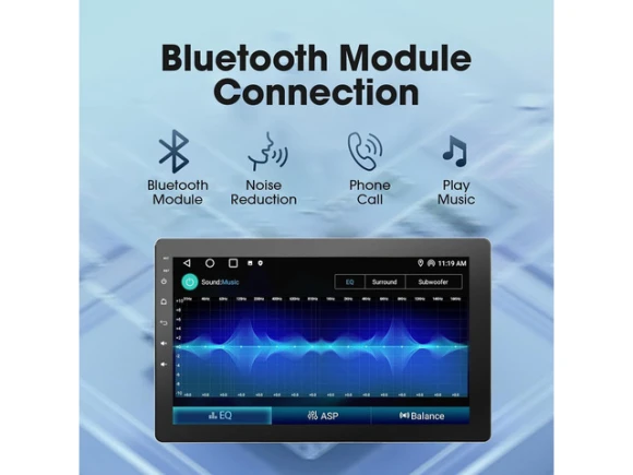 Rotatable Touchscreen Single-DIN Car Stereo, 10.1 inch — Car Infotainment System, ilepo