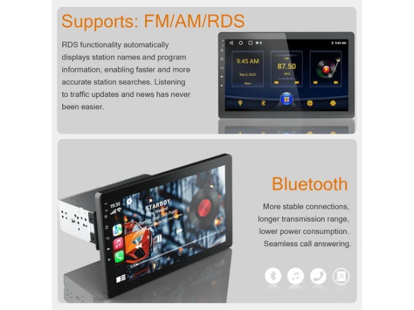 Single-DIN Car Stereo with 10.1-Inch Rotatable Screen — Car Infotainment System, ilepo