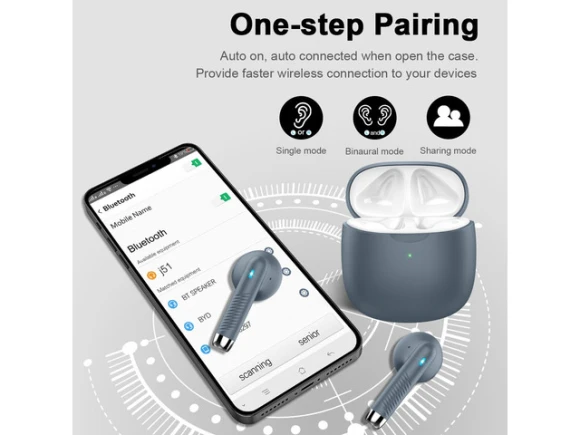 Gray Wireless Earbuds — Wireless Earbuds, Generic Logic, Inc.