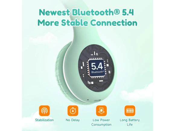 Green Foldable Over-Ear Bluetooth Headphones — Wireless Earbuds, Generic Logic, Inc.