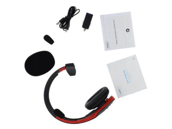 Black Red Bluetooth Headset — Wireless Earbuds, BlueParrott