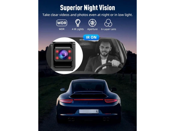 3-Channel Dash Camera with 64GB Card — Dash Cam, ilepo