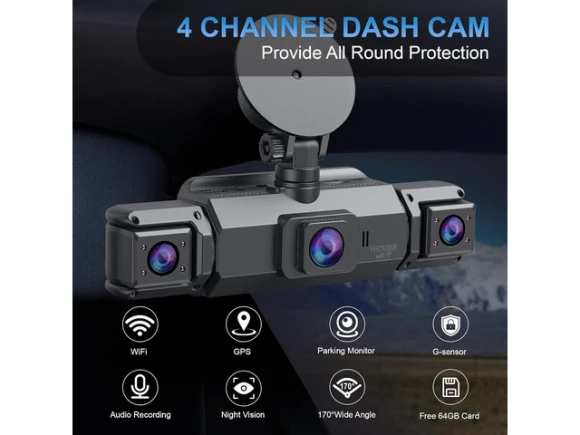 4-Channel Dash Cam with 360° Coverage — Dash Cam, ilepo