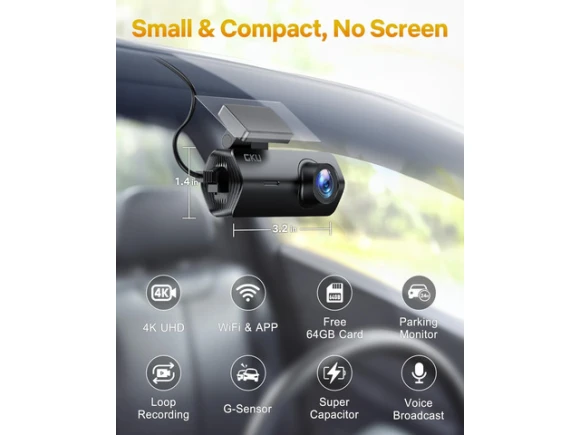 4K Front Dash Camera with 64GB Card — Dash Cam, GKU
