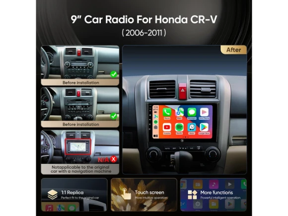 9-Inch Car Radio Stereo for Honda CR-V 2006–2011 — Car Infotainment System, ilepo