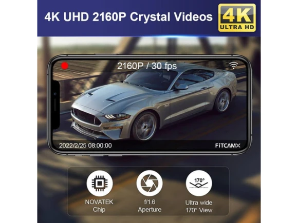 Dash Camera with Sensor Cover and 64GB Card for Ford Mustang, 2019–2023 — Dash Cam, Fitcamx
