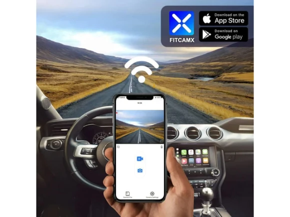 Dash Camera with Sensor Cover and 64GB Card for Ford Mustang, 2019–2023 — Dash Cam, Fitcamx