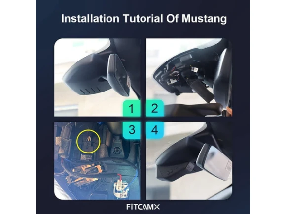 Dash Camera with Sensor Cover and 64GB Card for Ford Mustang, 2019–2023 — Dash Cam, Fitcamx