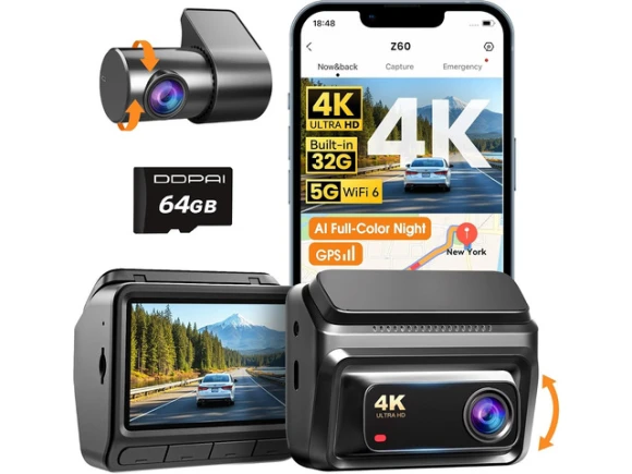 Front and Rear Dash Camera, 4K — Dash Cam, DDPAI