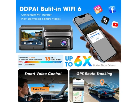 Front and Rear Dash Camera, 4K — Dash Cam, DDPAI