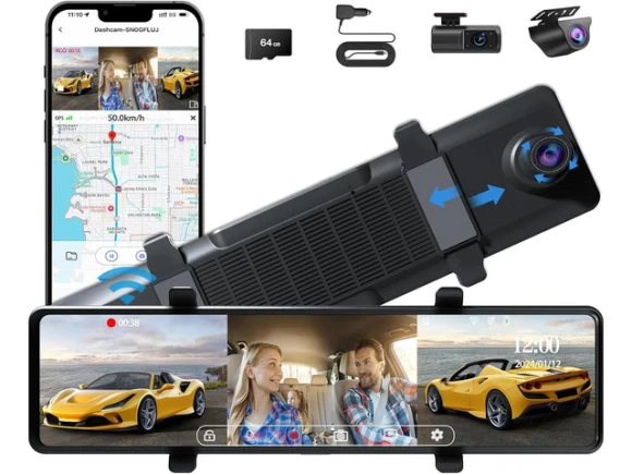 Three-Channel Mirror Dash Camera — Dash Cam, ilepo