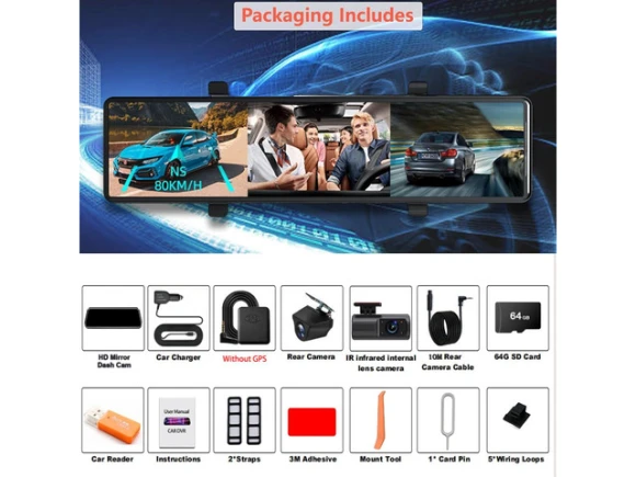 Three-Channel Mirror Dash Camera — Dash Cam, ilepo
