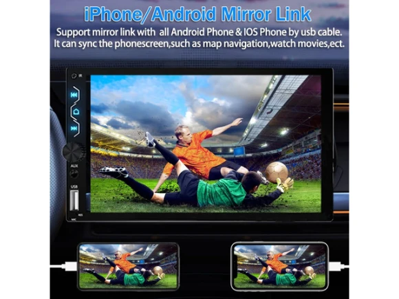 Red Double-DIN Car Stereo — Car Infotainment System, Leadfan